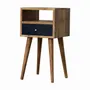 Night tables - Artisan Furniture Solid Wood Mini Navy Blue Hand Painted Nightstand, 1 Drawer and Open Shelf, Light Brown - ARTISAN FURNITURE