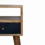 Night tables - Artisan Furniture Solid Wood Mini Navy Blue Hand Painted Nightstand, 1 Drawer and Open Shelf, Light Brown - ARTISAN FURNITURE