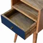 Night tables - Artisan Furniture Solid Wood Mini Navy Blue Hand Painted Nightstand, 1 Drawer and Open Shelf, Light Brown - ARTISAN FURNITURE