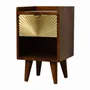 Night tables - Artisan Furniture Solid Wood Mini Manila Gold Nightstand, 1 Drawer and Open Slot, Dark Brown - ARTISAN FURNITURE