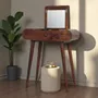 Autres tables  - Artisan Furniture en bois massif Mini Rond Commodenut coiffeuse pliante, 4 Rangement Compartments avec Miroir, Marron Foncé - ARTISAN FURNITURE