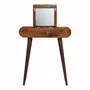 Autres tables  - Artisan Furniture en bois massif Mini Rond Commodenut coiffeuse pliante, 4 Rangement Compartments avec Miroir, Marron Foncé - ARTISAN FURNITURE