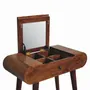 Autres tables  - Artisan Furniture en bois massif Mini Rond Commodenut coiffeuse pliante, 4 Rangement Compartments avec Miroir, Marron Foncé - ARTISAN FURNITURE