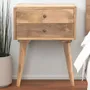 Night tables - Artisan Furniture Solid Wood Modern Nightstand, 2 Drawers, Nordic Legs, Oak-ish, Brown - ARTISAN FURNITURE