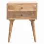 Night tables - Artisan Furniture Solid Wood Modern Nightstand, 2 Drawers, Nordic Legs, Oak-ish, Brown - ARTISAN FURNITURE