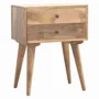 Night tables - Artisan Furniture Solid Wood Modern Nightstand, 2 Drawers, Nordic Legs, Oak-ish, Brown - ARTISAN FURNITURE