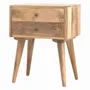 Night tables - Artisan Furniture Solid Wood Modern Nightstand, 2 Drawers, Nordic Legs, Oak-ish, Brown - ARTISAN FURNITURE