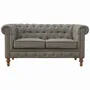 Sofas - Artisan Furniture Solid Wood Multi Tweed 2 Seat Chesterfield, Upholstered, Grey and Brown - ARTISAN FURNITURE