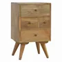 Night tables - Artisan Furniture Solid Wood Wall Mounted Rounded Nightstand, 4 Drawers, Light Brown - ARTISAN FURNITURE