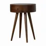 Tables de nuit - Artisan Furniture en bois massif Nordique Commodenut Circulaire Table de chevet, 1 Tiroir, Marron Foncé - ARTISAN FURNITURE