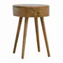 Night tables - Artisan Furniture Solid Wood Nordic Circular Shaped Nightstand, 1 Drawer, Beige - ARTISAN FURNITURE