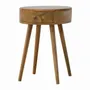 Night tables - Artisan Furniture Solid Wood Nordic Circular Shaped Nightstand, 1 Drawer, Beige - ARTISAN FURNITURE