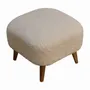 Poufs - Artisan Furniture en bois massif Rembourré Boucle Cream Square Repose-pieds, Marron et Cream - ARTISAN FURNITURE