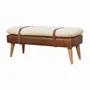 Bancs - Artisan Furniture en bois massif Rembourré Bouclé Buffalo Hide Leather Banc, Beige - ARTISAN FURNITURE