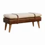 Bancs - Artisan Furniture en bois massif Rembourré Bouclé Buffalo Hide Leather Banc, Beige - ARTISAN FURNITURE