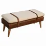 Bancs - Artisan Furniture en bois massif Rembourré Bouclé Buffalo Hide Leather Banc, Beige - ARTISAN FURNITURE