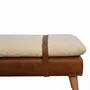 Bancs - Artisan Furniture en bois massif Rembourré Bouclé Buffalo Hide Leather Banc, Beige - ARTISAN FURNITURE