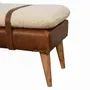 Bancs - Artisan Furniture en bois massif Rembourré Bouclé Buffalo Hide Leather Banc, Beige - ARTISAN FURNITURE