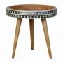 Other tables - Artisan Furniture Solid Wood Small Dotted Bone Inlay Pattern End Table, Open Storage, Beige - ARTISAN FURNITURE