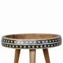 Other tables - Artisan Furniture Solid Wood Small Dotted Bone Inlay Pattern End Table, Open Storage, Beige - ARTISAN FURNITURE