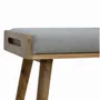 Stools - Artisan Furniture Solid Wood Tweed Tray Style Footstool, Upholstered, Nordic Legs, Grey and Brown - ARTISAN FURNITURE