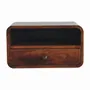 Night tables - Artisan Furniture Solid Wood Large Chestnut Curve Floating Nightstand, 1 Drawer and Open Slot, Dark Brown - ARTISAN FURNITURE