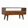 TV stands - Artisan Furniture Solid Wood Curved Chestnut Media Unit, 2 Drawers, 1 Open Slot, Dark Brown - ARTISAN FURNITURE
