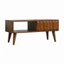 TV stands - Artisan Furniture Solid Wood Chestnut Prism Sliding Media Unit, Open Slot, Dark Brown - ARTISAN FURNITURE