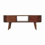 TV stands - Artisan Furniture Solid Wood Chestnut Round Open Media Unit, 2 Drawers, 1 Open Slot, Dark Brown - ARTISAN FURNITURE