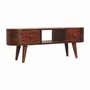 TV stands - Artisan Furniture Solid Wood Chestnut Round Open Media Unit, 2 Drawers, 1 Open Slot, Dark Brown - ARTISAN FURNITURE