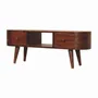 TV stands - Artisan Furniture Solid Wood Chestnut Round Open Media Unit, 2 Drawers, 1 Open Slot, Dark Brown - ARTISAN FURNITURE