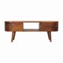 TV stands - Artisan Furniture Solid Wood Chestnut Round Open Media Unit, 2 Drawers, 1 Open Slot, Dark Brown - ARTISAN FURNITURE
