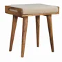 Stools - Artisan Furniture Solid Wood Boucle Cream Tray Style Footstool, Upholstered, Nordic Legs, Beige and Brown - ARTISAN FURNITURE