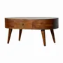 Tables basses - Artisan Furniture Table Basse Arrondie en Châtaignier, 2 Tiroirs, Marron Foncé - ARTISAN FURNITURE