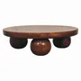 Coffee tables - Artisan Furniture Solid Wood Chestnut Central Ball Table, Dark Brown - ARTISAN FURNITURE