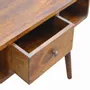 Coffee tables - Artisan Furniture Solid Wood Curved Chestnut Coffee Table, 2 Drawers, 2 Open Slots, Dark Brown - ARTISAN FURNITURE