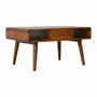 Coffee tables - Artisan Furniture Solid Wood Curved Chestnut Coffee Table, 2 Drawers, 2 Open Slots, Dark Brown - ARTISAN FURNITURE