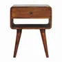 Night tables - Artisan Furniture Solid Wood Avora Chestnut Nightstand with Drawer and open slot, Dark Brown - ARTISAN FURNITURE