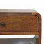 Night tables - Artisan Furniture Solid Wood Avora Chestnut Nightstand with Drawer and open slot, Dark Brown - ARTISAN FURNITURE