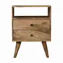 Night tables - Artisan Furniture Solid Wood Classic Oak-ish Nightstand, 2 Drawers, 1 Open Slot, Brown - ARTISAN FURNITURE