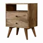Night tables - Artisan Furniture Solid Wood Classic Oak-ish Nightstand, 2 Drawers, 1 Open Slot, Brown - ARTISAN FURNITURE