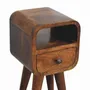 Tables de nuit - Artisan Furniture Table de Nuit Extra Mini Courbe, Fente Ouverte et 1 Tiroir, Châtaignier, Pieds Nordiques, Marron Foncé - ARTISAN FURNITURE