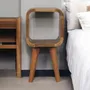 Night tables - Artisan Furniture Solid Wood Extra Mini Minimalist Open Curved Oak-ish Nightstand, Open Slot, Beige - ARTISAN FURNITURE