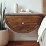 Night tables - Artisan Furniture Solid Wood Chestnut Crescent Floating Nightstand, 1 Drawer, Chestnut, Brown - ARTISAN FURNITURE