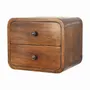 Night tables - Artisan Furniture Solid Wood Floating Mini Chestnut Nightstand, 2 Drawers, Dark Brown - ARTISAN FURNITURE