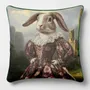 Linge - Bestiaire Aristocratique 4 (La Marquise de Lapinelle) — Housse Coussin Velours 45cm x 45cm - LAURE WELFLING - DJEBELI