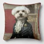 Linge - Bestiaire Aristocratique 13 (Le Vicomte Bichon) — Housse Coussin Velours 45cm x 45cm - LAURE WELFLING - DJEBELI