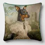 Linge - Bestiaire Aristocratique 24 (La Vicomtesse de Pinscher) — Housse Coussin Velours 45cm x 45cm - LAURE WELFLING - DJEBELI
