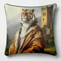 Linge - Bestiaire Aristocratique 23 (Le Prince Tigre) — Housse Coussin Velours 45cm x 45cm - LAURE WELFLING - DJEBELI