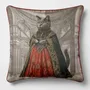 Linge - Bestiaire Aristocratique 35 (La Baronne Chatte Noire) — Housse Coussin Velours 45cm x 45cm - LAURE WELFLING - DJEBELI
